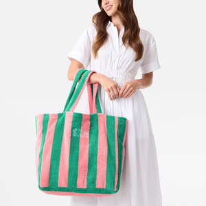 Custom <b>Large</b> Capacity Comfortable Premium Stripe <b>Towel</b> Cloth Tote Bag Durable Terry Toweling Beach Bag Travel Shoulder Bags - Product Image 3