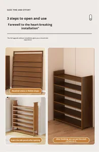 Zapatero plegable de pared de madera, organizador de entrada estrecha que ahorra espacio <span class=keywords><strong>para</strong></span> dormitorio, sala de estar y <span class=keywords><strong>armario</strong></span> - Product Image 2