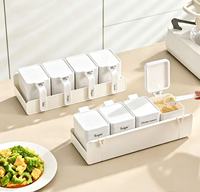 Nouvel Arrivage – Boîte à Épices Murale Sans Perçage avec Couvercle, Récipient Multi-Grilles pour Assaisonnements et Condiments, Organisateur de Cuisine