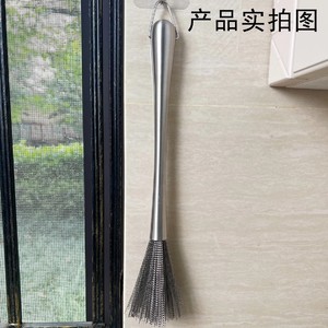Stainless Steel Pot Scrubber Long Handle Steel Wire Brush For Kitchen Cleaning Household Use - Product Image 1