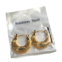 Pendientes de Acero Inoxidable de Moda al por Mayor, Joyería de Lujo Minimalista y Moderna Chapada en Oro de 18K para Mujer