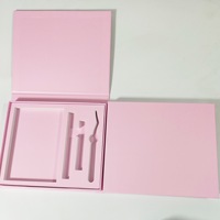 Boîtes d'emballage pour cils en grappe DIY cosmétiques, vente en gros, étiquette privée, logo personnalisé, carton rose et noir, lamination brillante