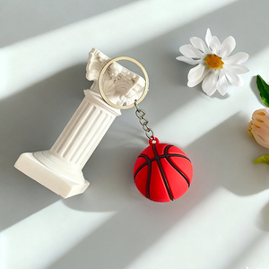 QYS <b>Custom</b> 3D PVC Rubber Football Mascot Keychain Cartoon Silicone <b>Key</b> <b>Ring</b> Sports Souvenir Gift - Product Image 3