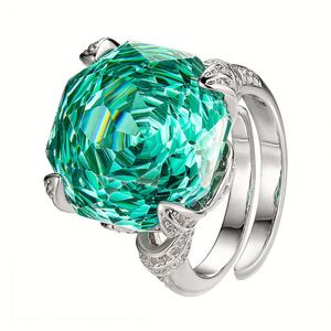 Wholesale Hot Style Eco-friendly Copper Adjustable 16MM Zircon Adjustable Band <b>Ring</b> Jewelry Women for Flexible - Product Image 1
