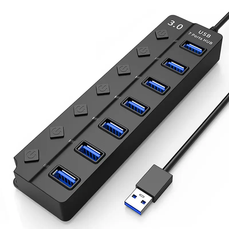 Promotion 4 Ports 7 Ports USB2.0 3.0 Hub Expansion Adapter Computer Usb Hub Splitter Adapter With Switch