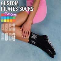 Chaussettes de Pilates antidérapantes BiLu personnalisables avec logo brodé pour femmes, chaussettes de yoga