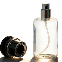 Flacon en verre transparent haut de gamme vide avec pompe pulvérisatrice, emballage cosmétique transparent rechargeable pour parfum, soin de la peau, sérum