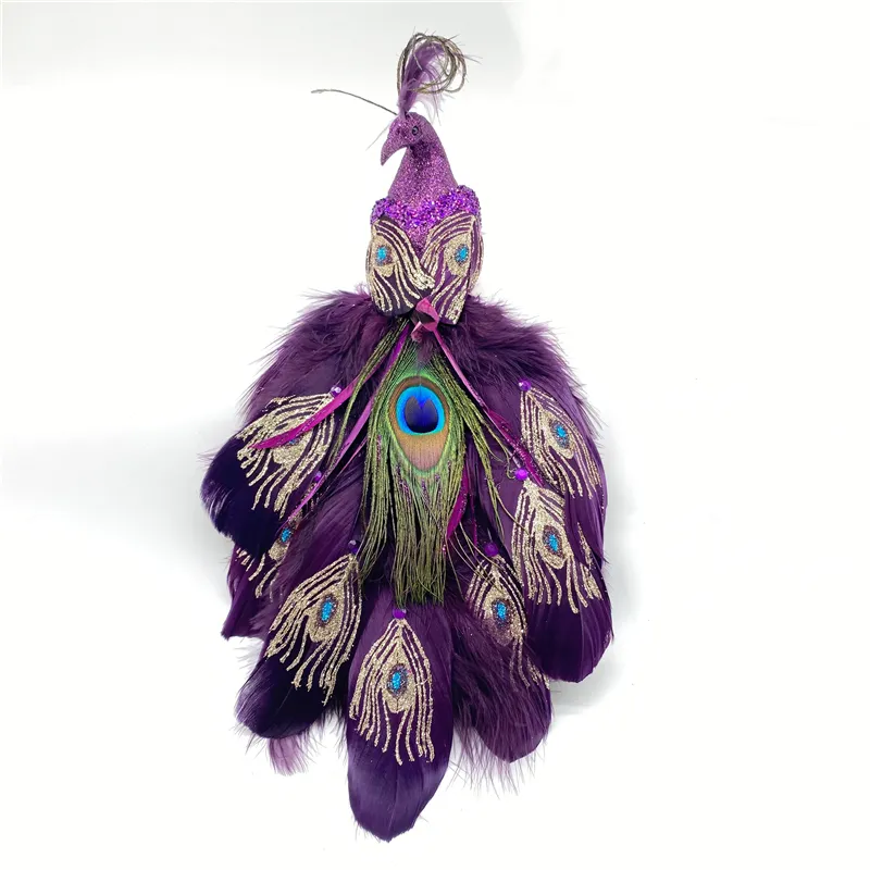 人工キラキラ孔雀の結婚式とクリスマスの装飾羽孔雀