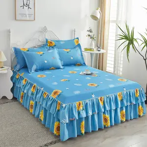 Home Bed Textile Sheets Three-pieces Bedding Cover Flat Sheet Flower Bed Cover Soft Warm Bed Sheets Sets.
