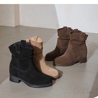 Bottines décontractées polyvalentes en daim souple pour femme, collection automne-hiver 2026, à talon épais moyen
