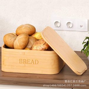 กล่องเก็บขนมปังทรงสี่เหลี่ยมผืนผ้าไม้แบบมีฝาปิดสำหรับใช้ในครัว - Product Image 3