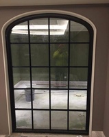 Puertas Arqueadas Decorativas de Acero con Rejilla, Puerta de Patio de Acero Templado Personalizada, Puerta Principal de Acero Negro