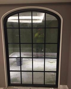 Pintu Baja Lengkung Dekoratif dengan Kisi-kisi, Pintu Kaca Tempered Baja Kustom, Pintu Utama Depan Baja Hitam untuk Patio - Product Image 5