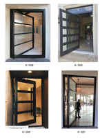 Porte d'entrée double battante en verre, style postmoderne, en acier forgé à la main, antivol, surface finie, solution complète pour projet