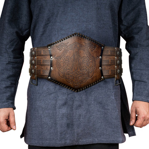 Cinturón <span class=keywords><strong>de</strong></span> vikingos ancho <span class=keywords><strong>de</strong></span> cuero PU traje Medieval armadura Kit accesorio cinturón pesado Halloween en relieve pretina para adultos - Product Image 2