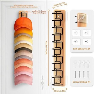 Wooden <b>Hat</b> Rack Wall Mounted 63cm Multi Layer Baseball Cap Storage Organizer Hanging Display Shelf for Entryway - Product Image 1