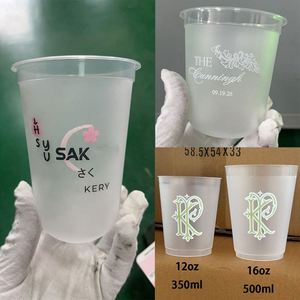 Gobelet blanc personnalisé à monogramme, changeant de couleur, 16oz 22oz, en plastique, avec logo personnalisé, pour stades, fêtes, mariages, banquets - Product Image 2