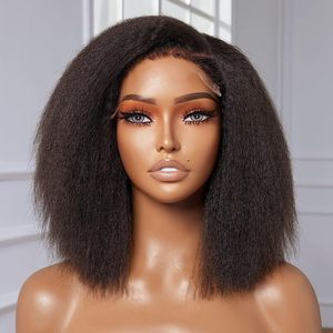 Nouvelle perruque complète en dentelle, ondulée effet eau, noire, courte, bouclée, volumineuse, en cheveux vierges naturels, avec frange, en fibre synthétique, avec bandeau - Product Image 6