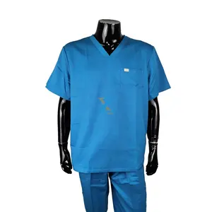 65%polyester 35%cotton Nursing Hospital Men's V neck shirt and straight pants Scrubs Uniforms Wholesale