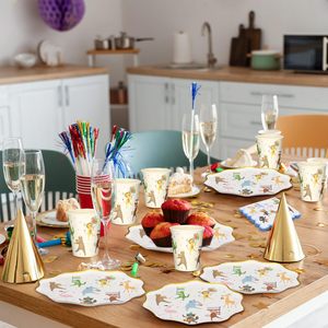 Set di Stoviglie Usa e Getta con Design Animale per Feste, Piatti, Tovaglioli e Bicchieri in Carta, per Compleanni ed Eventi - Product Image 6