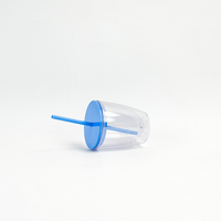 Gobelet en plastique AS de 400 ml (14 oz) avec logo personnalisé, sans BPA, avec couvercle et paille, anti-fuite, écologique, compatible lave-vaisselle, pour la salle de sport