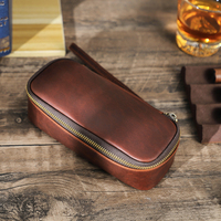 Sac pochette portable en cuir véritable personnalisé pour pipe à tabac étui de voyage pour pipe à tabac avec rangement pour accessoires CF5020