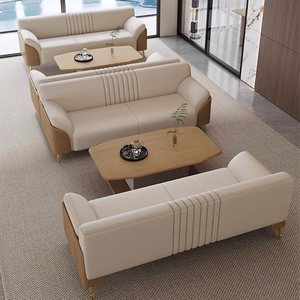 Ensemble de canapés de bureau en cuir de style moderne, grand canapé modulaire pour salle d'<span class=keywords><strong>attente</strong></span>, de visite, de direction et de réception - Product Image 3
