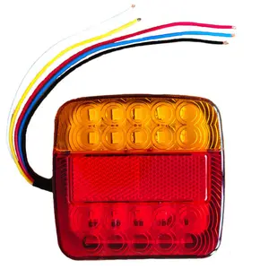 Lampu Belakang Ekor 12V 20LED Warna Ganda untuk Truk Trailer Lampu Belakang Penutup Lampu Kuning Merah