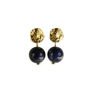 Pendientes de Moda con Baño de Oro PVD, Acero Inoxidable 316L, Resistentes y Sostenibles, con Piedra Azul - Product Image 1
