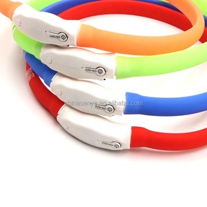 USB 충전식 반사형 솔리드 강아지 목줄 LED 야간 안전 점멸 조절 가능 친환경 고밀도 리본 방수 - Product Image 2