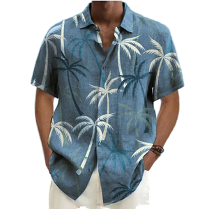 Nouvelles chemises hawaïennes tricotées pour hommes, à manches courtes, respirantes, avec motif de noix de coco 3D, streetwear, vêtements de mode d'été, chemisier - Product Image 1