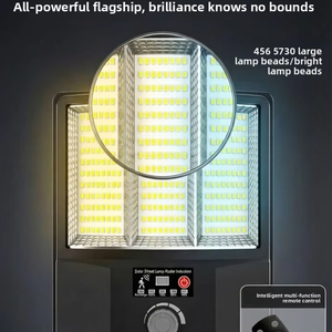 Lampe solaire murale à 456 LED pour extérieur, avec détecteur de mouvement, étanche IP65, en plastique ABS, télécommande DC, batterie, pour aménagement paysager - Product Image 5
