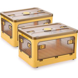 Transparent Household Organizer <b>Bins</b> Front Opening <b>Large</b> Plastic Storage Tubs Clothes Food Beddings Home Tools Storage Handles - Product Image 1