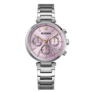 Montre-bracelet chronographe à quartz raffinée et intemporelle en acier inoxydable de 36 mm avec verre saphir et étanchéité 5 ATM pour le bureau - Product Image 1