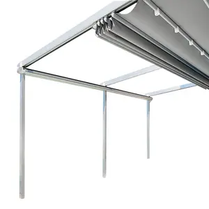 Ngoài trời không thấm nước gazebo PVC pergola mái có thể thu vào mái hiên nhà để xe lều với đèn LED