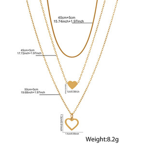 [Gorgeousxx] Collier à plusieurs rangs tendance pour femmes, pendentif cœur, bijoux - Product Image 3