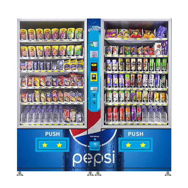 Automatic Self-service Drinks & Foods Vending Machine with Double Cabinets Big Capacity with Touch Screen