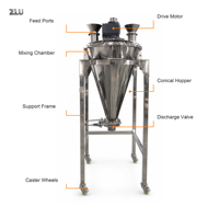 Mélangeur de pigments à double cône en acier inoxydable SHJ avec moteur AC et engrenage, capacité de 500 L pour le traitement des produits chimiques