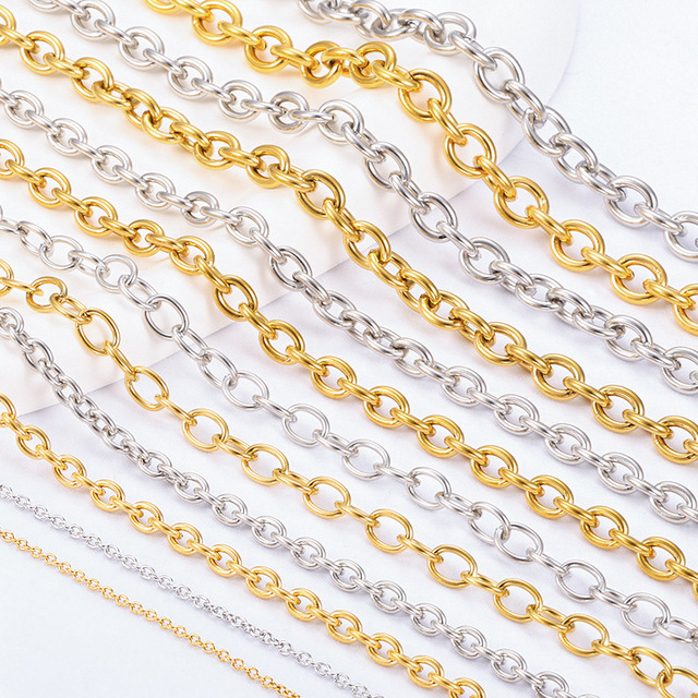 Stainless Steel O-Shape Chain Cross-Link Open for DIY Waterproof Jewelry Making Crafting for Fashion Necklaces Making