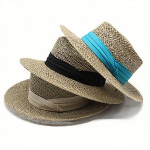 Wholesale Wide Brim Summer Natural Seagrass <b>Straw</b> Beach Sun <b>Hat</b> Concave Boater <b>Hat</b> - Product Image 1