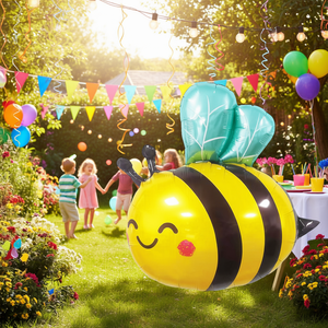 Palloncino a forma di ape Party Love Bee da 78 cm in lamina metallica, decorazioni per feste a tema cartoni animati per compleanno di bambini - Product Image 2