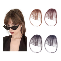 Vente en gros 613 brun épais plein air synthétique fausse frange postiches naturel coupe émoussée incurvée Clip en frange Bang pour les femmes