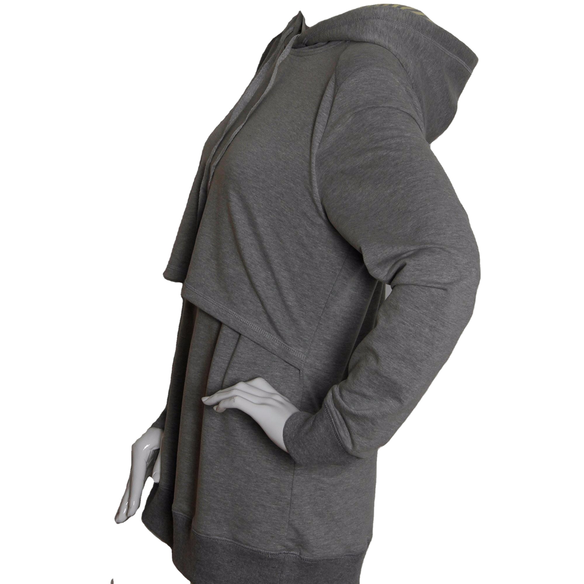 KY/оио женские серый пуловер с длинными рукавами, оптовая продажа, футболка с круглым вырезом толстовка с капюшоном Одежда для беременных с защитные покрытия пользовательские толстовки