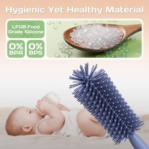 Brosse à <span class=keywords><strong>biberon</strong></span> en silicone 3-en-1 pour bébé avec brosse pour tétine et brosse pour paille, 360° °   Nettoyage <span class=keywords><strong>sans</strong></span> angles morts, rangement vertical - Product Image 6