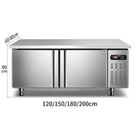 Réfrigérateur de Comptoir Commercial en Acier Inoxydable pour Cuisine de Restaurant, 2 Portes, Réfrigérateur de Bar, Équipement de Réfrigération
