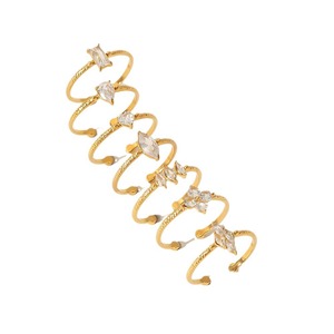 Anillo de circón geométrico chapado en oro de 18 quilates de acero inoxidable de lujo, forma de gota de agua, apertura ajustable, anillo de boda <span class=keywords><strong>para</strong></span> mujer, joyería - Product Image 5