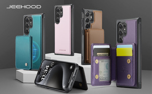 2-en-1 pour Samsung S25Edge Phone Case S24Ultra Card Holder S23Plus Brosse antivol <span class=keywords><strong>S22FE</strong></span> Pu Leather S21 Magnetic Phone Cover - Product Image 2