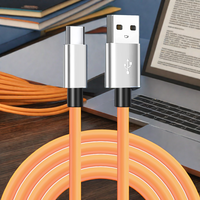 Câble de données de charge rapide personnalisé avec logo, orange, imitation gel de silice, USB A vers Type C pour téléphone