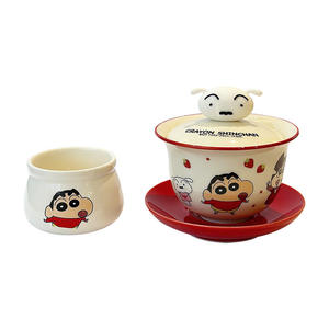 Juego de té Gaiwan de cerámica Zuo Mu Crayon Shinchan, regalo portátil para el hogar y la oficina para hombres y mujeres - Product Image 3