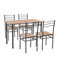 Ensemble de table à manger moderne YUKAI avec 4 chaises, plateau en MDF+PVC, structure en tube métallique, finition peinture poudrée, meubles pour la maison, entrepôt, hôtel